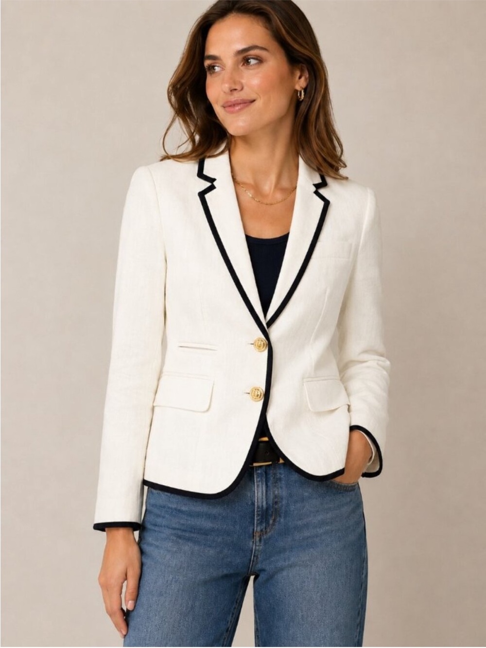 J. Crew Cream Blazer with Black Trim size  6